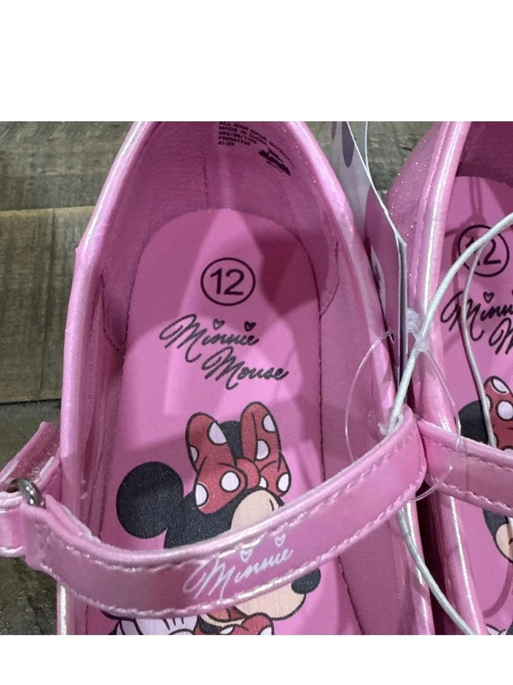 Girls' Pink Minnie Mouse Glitter Mary Jane Shoes with Bow